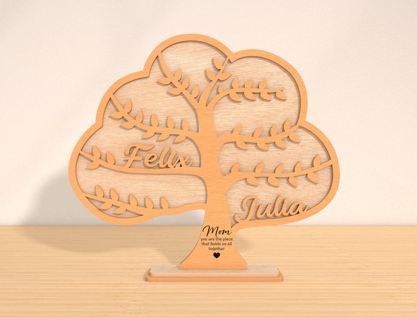 Family Tree Name Sign Laser Cut File | Mother’s Day Gift | Wooden Family Decor | Glowforge, xTool, LightBurn, etc.