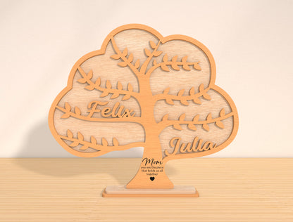 Family Tree Name Sign Laser Cut File | Mother’s Day Gift | Wooden Family Decor | Glowforge, xTool, LightBurn, etc.