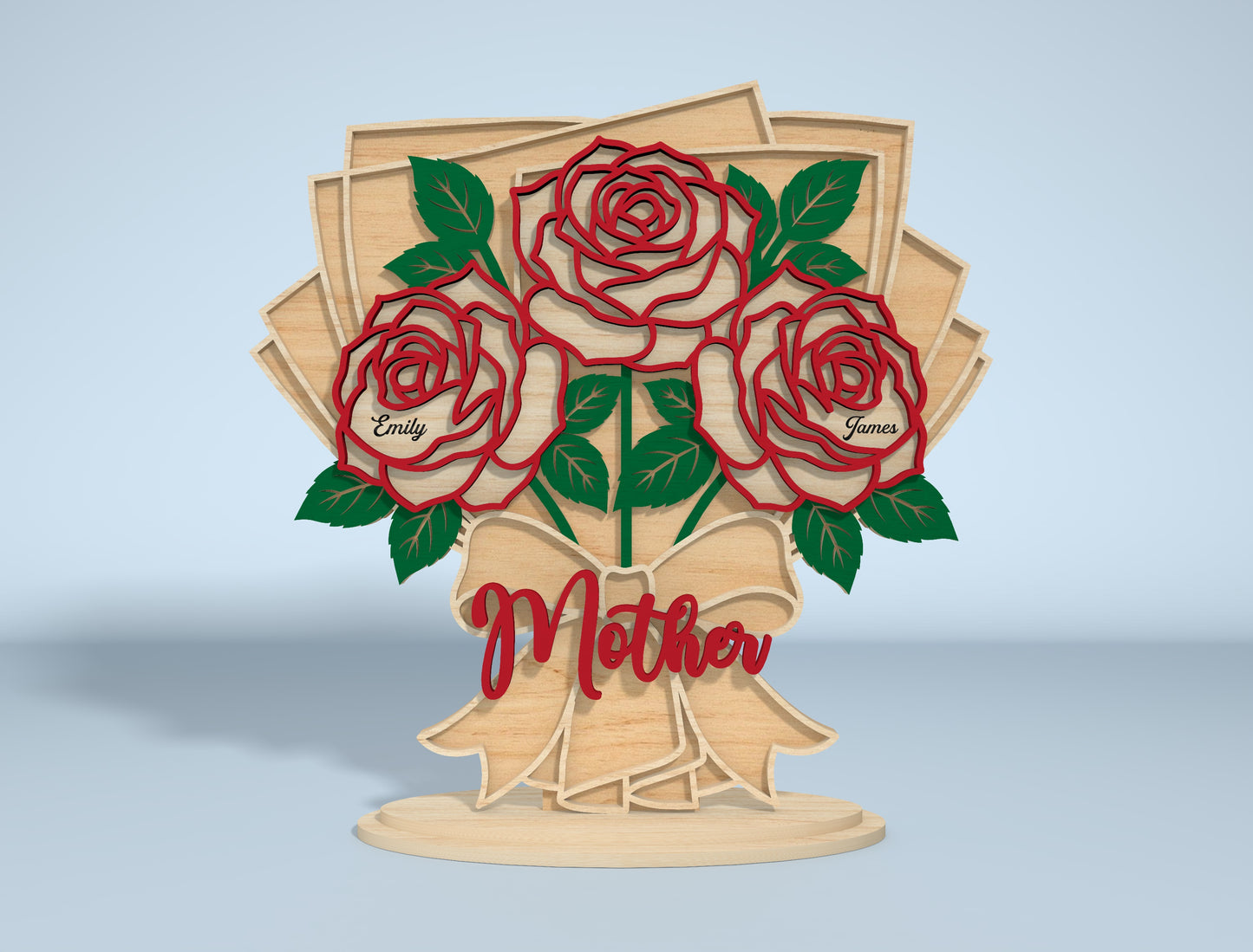 Personalized Rose Bouquet Stand Sign SVG for xTool and LightBurn