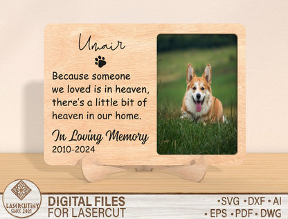 Pet Memorial Paw Print Heart Photo Frame SVG for Glowforge and xTool