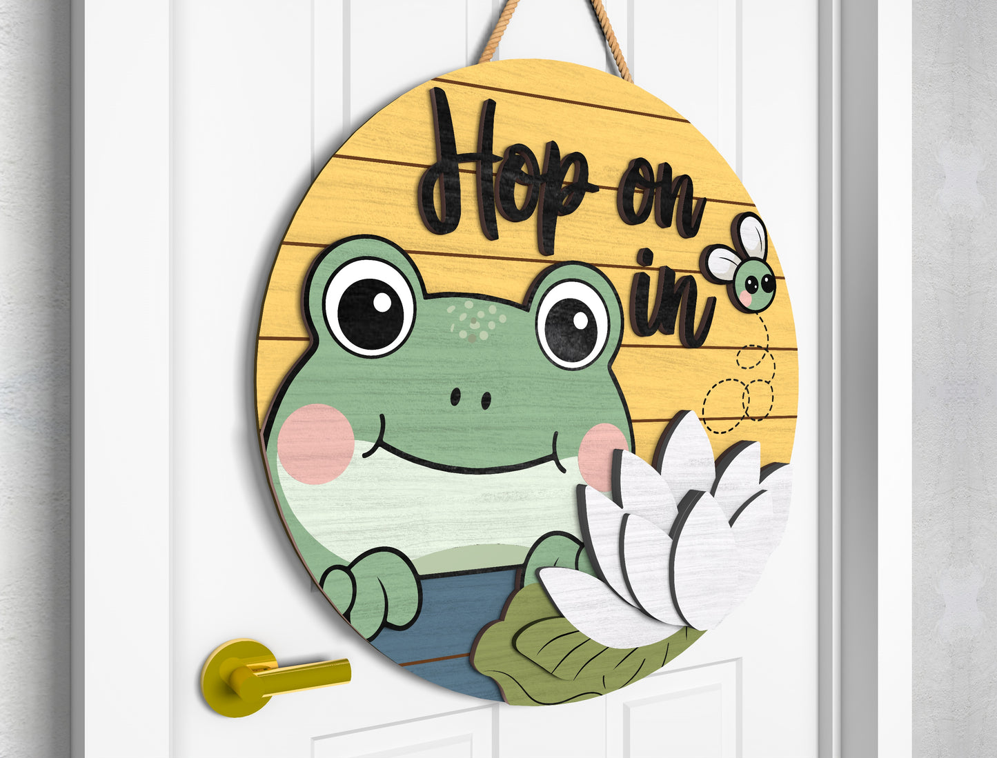 Hop On In Frog Door Sign SVG Laser Cut File for Glowforge and LightBurn