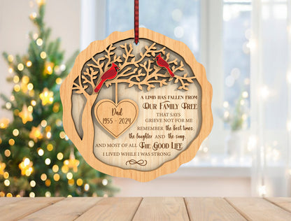 Cardinal Memorial Ornament SVG Tree Remembrance Decor Laser Cut File for Glowforge