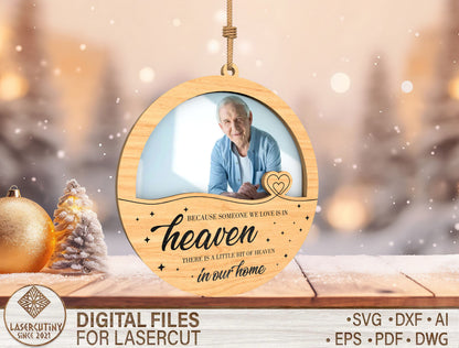 Heaven Memorial Photo Ornament SVG Personalized Laser Cut File for Glowforge