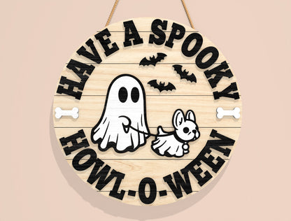 Spooky Ghost Dog Door Sign SVG Bundle for Glowforge xTool LightBurn