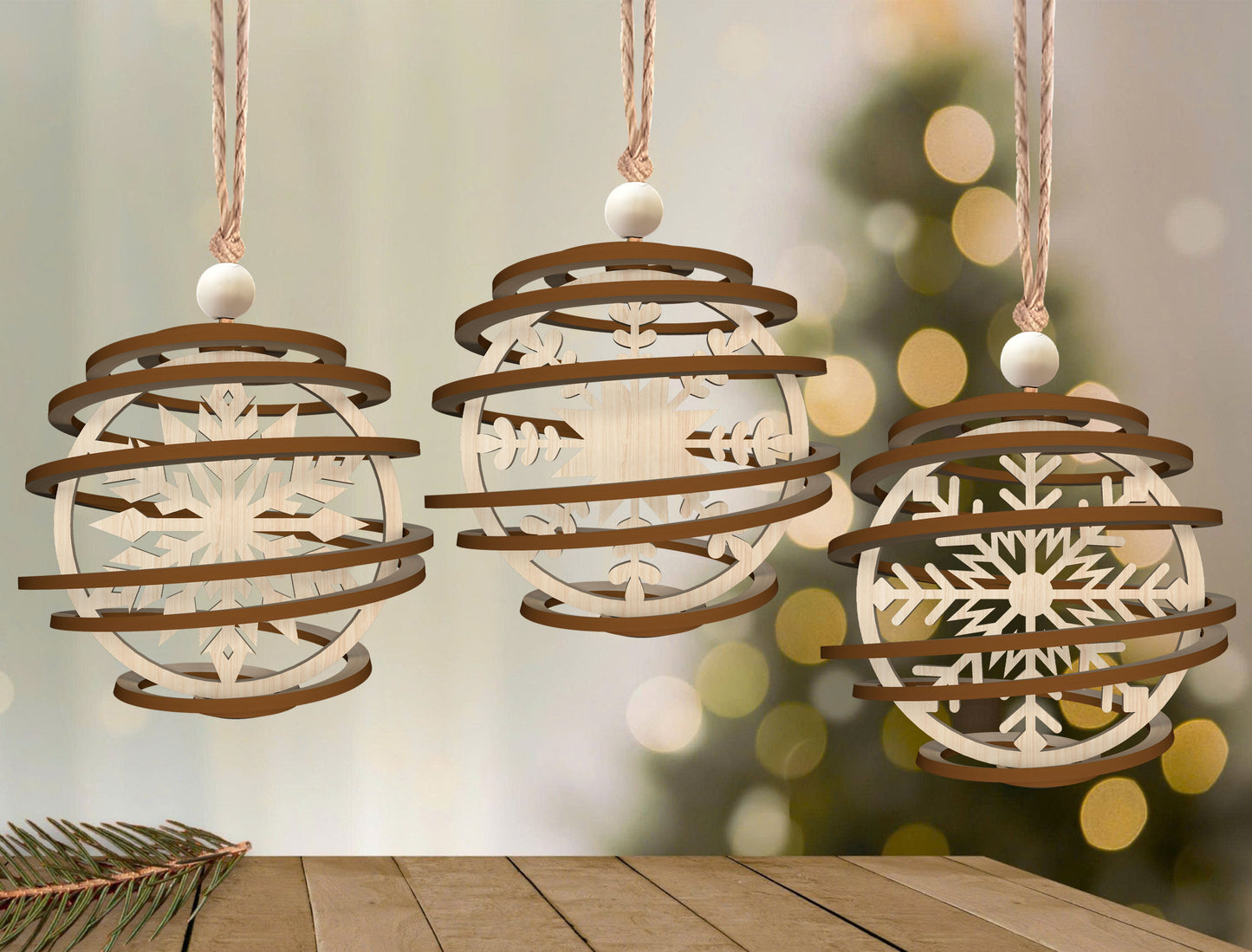 Christmas Snowflake Spiral Ornament Laser Cut File | Ready to Cut | Glowforge, xTool, LightBurn, etc.