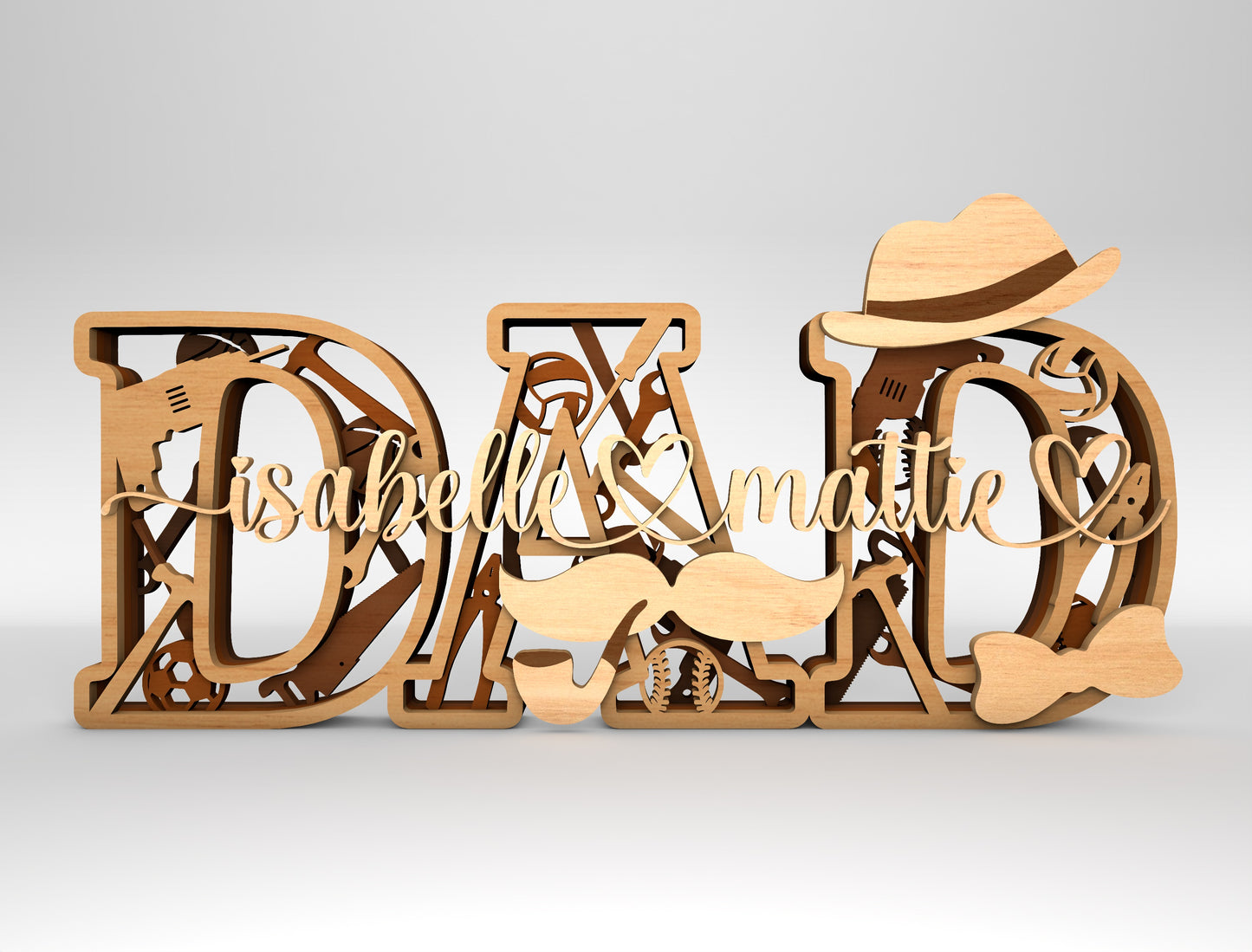 Dad Sports Monogram Sign SVG Laser Cut File for xTool and LightBurn