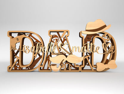 Dad Sports Monogram Sign SVG Laser Cut File for xTool and LightBurn