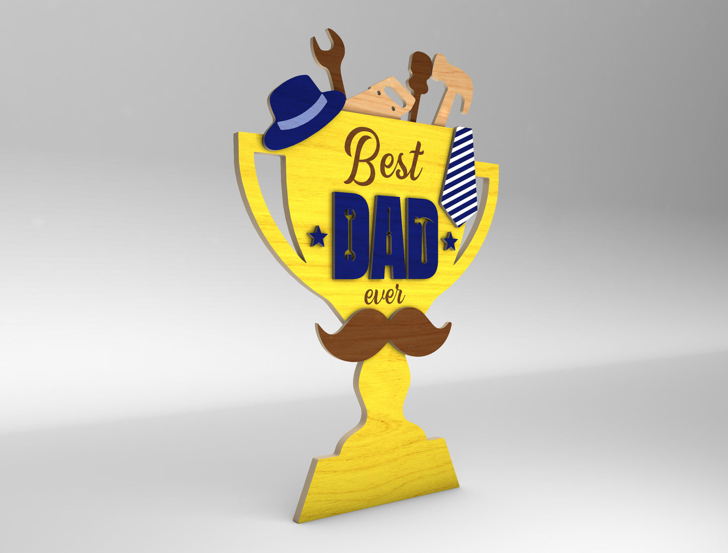 Best Dad Ever Trophy Award Sign SVG Laser Cut File for xTool and LightBurn