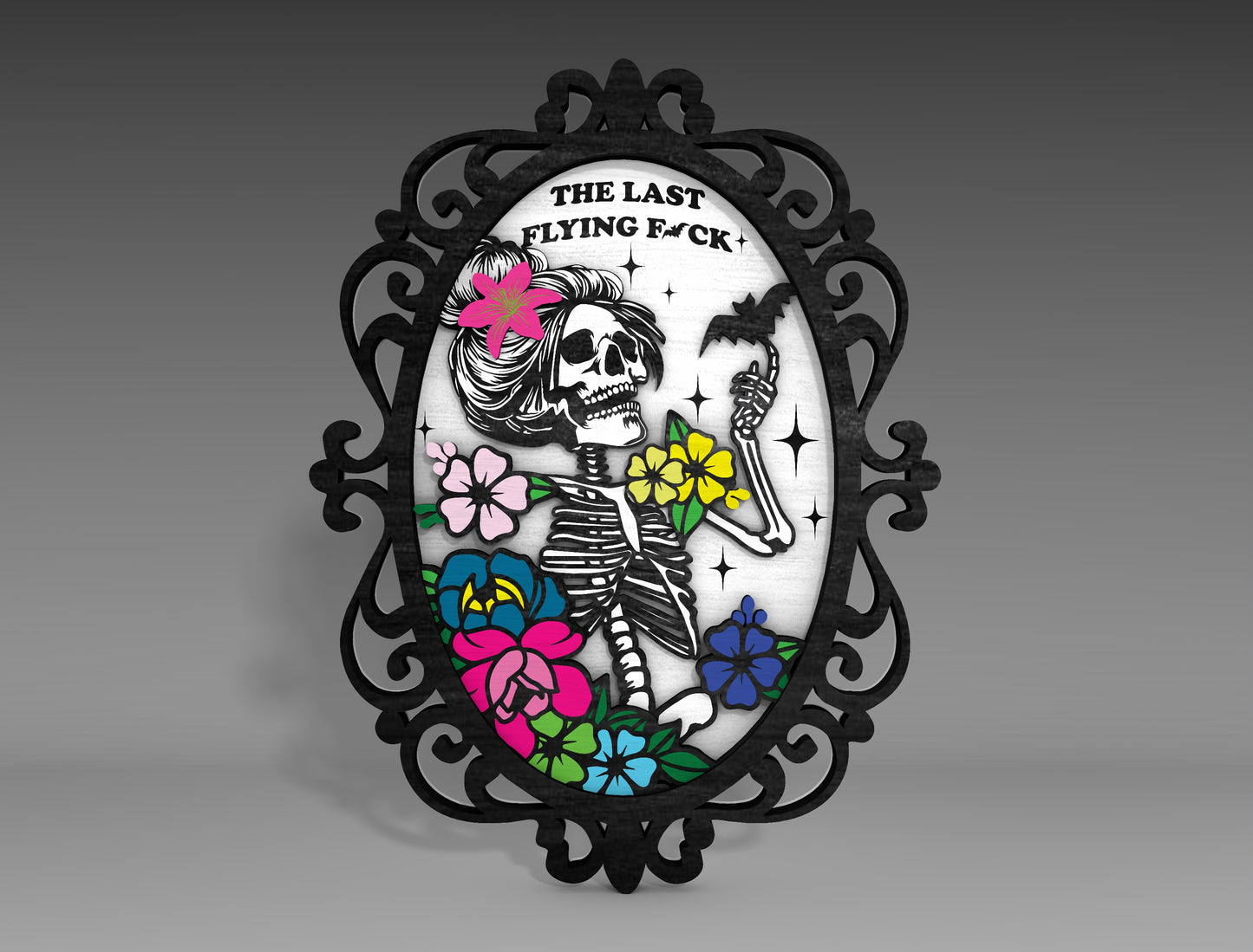 Halloween Gothic Frame SVG Bundle Skeleton Crow Standing Decor for xTool Glowforge LightBurn 2 Designs
