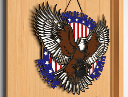 Land of the Free Eagle SVG Laser Cut File for Glowforge