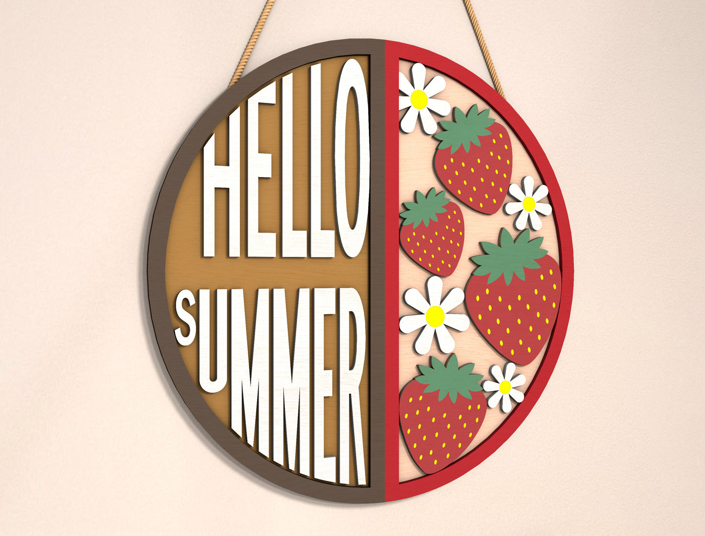 “Hello Summer” Strawberry Door Sign SVG for Glowforge