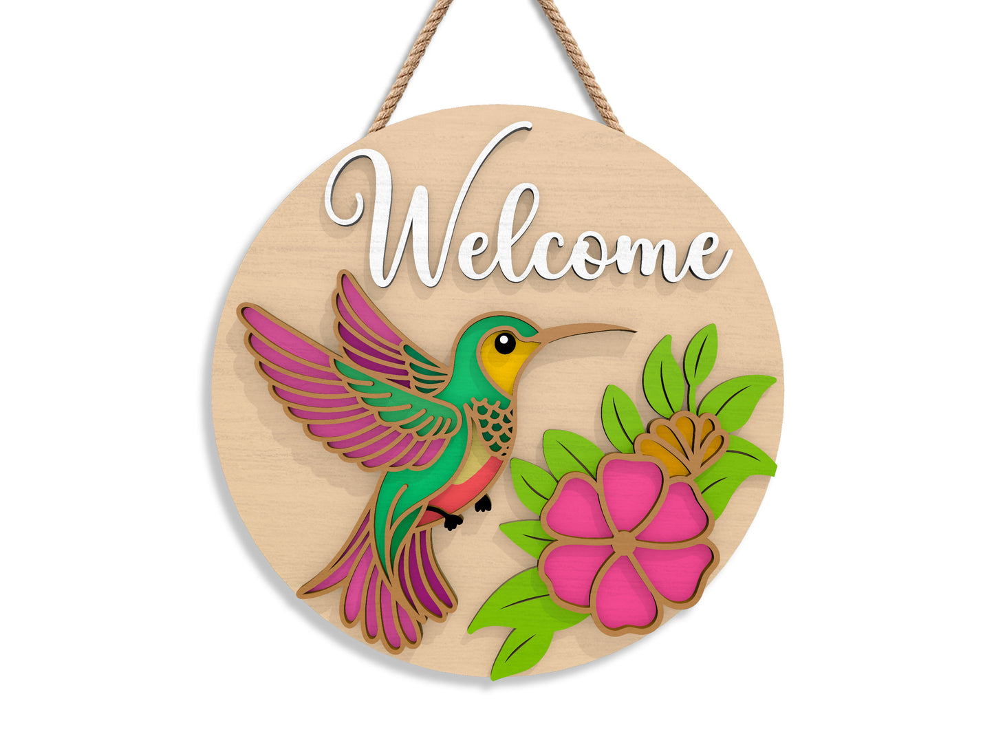 Summer Hummingbird Floral Sign Bundle SVG Laser Cut File for xTool and Glowforge