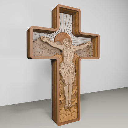 Jesus Crucifix Multilayer Cross Tabletop SVG for LightBurn and Glowforge