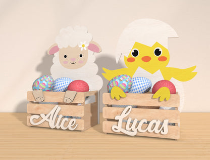 Personalized Bunny Easter Basket Holder SVG Bundle for Glowforge and xTool