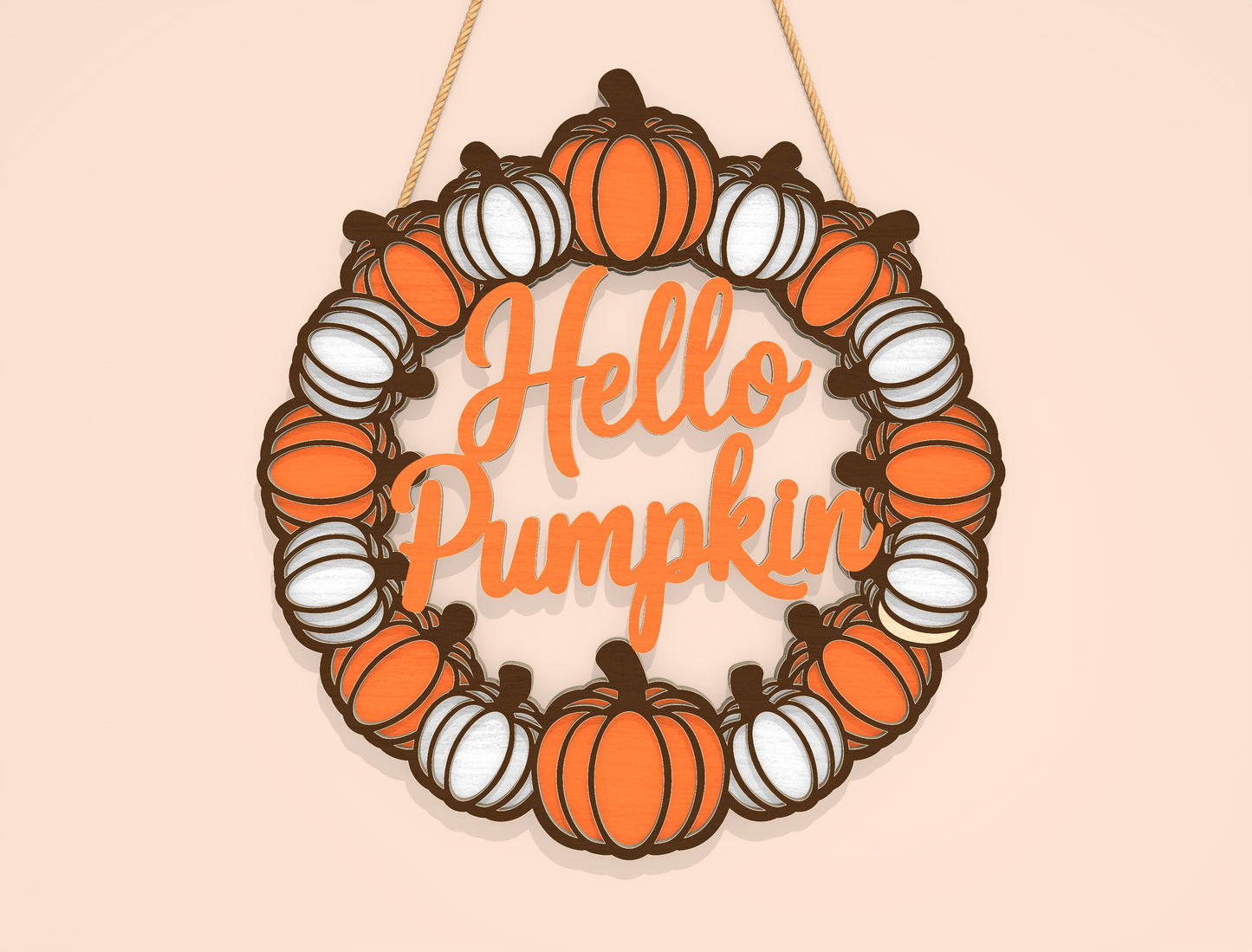 Welcome Pumpkin Wreath SVG Set for Glowforge xTool LightBurn | 2 Designs