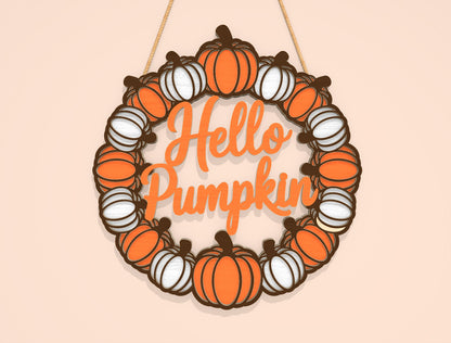 Welcome Pumpkin Wreath SVG Set for Glowforge xTool LightBurn | 2 Designs