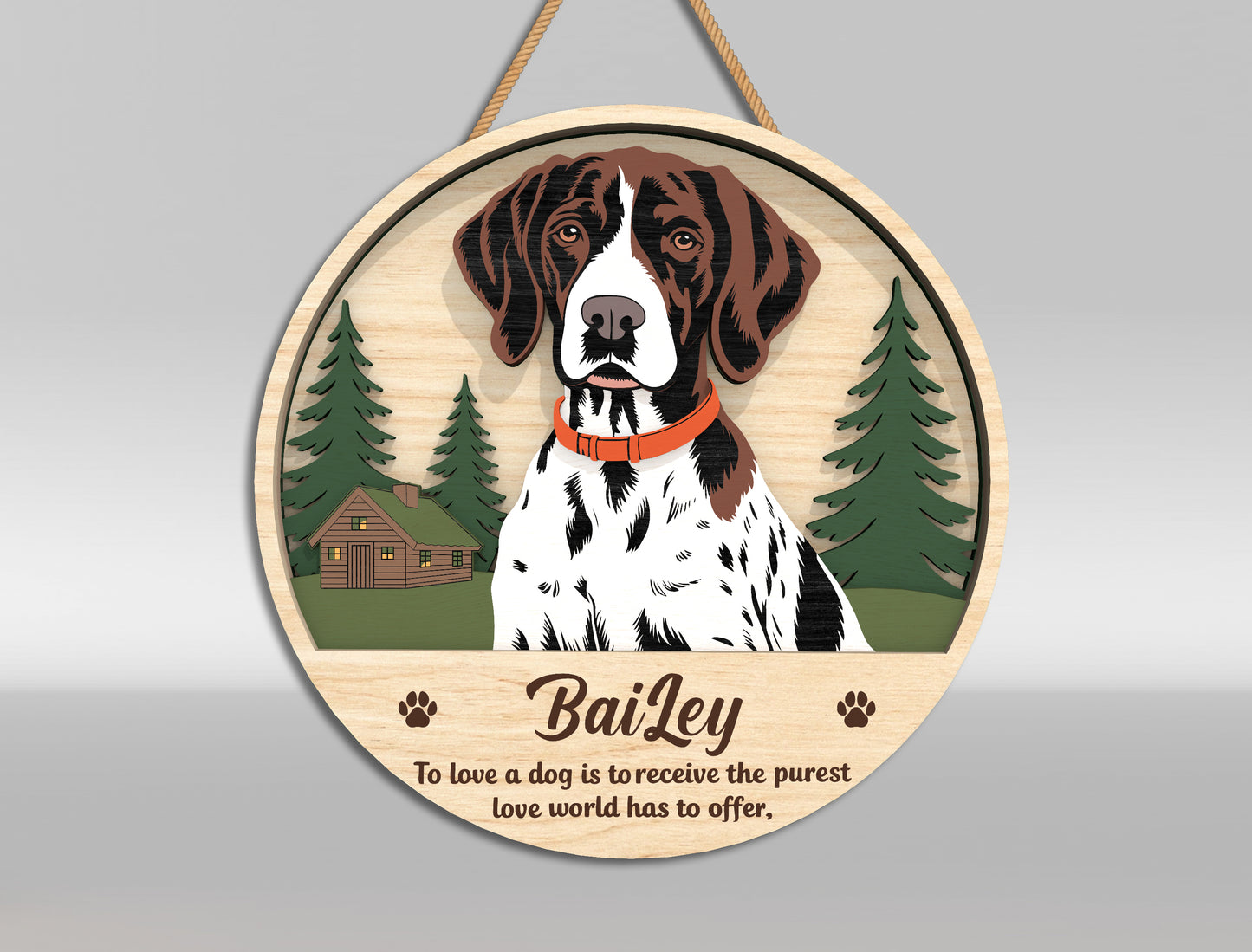 Personalized Dog Door Sign SVG Bundle Custom Pet Portrait Decor Laser Cut File for xTool