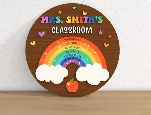 Personalized Classroom Door Sign SVG for Glowforge and LightBurn