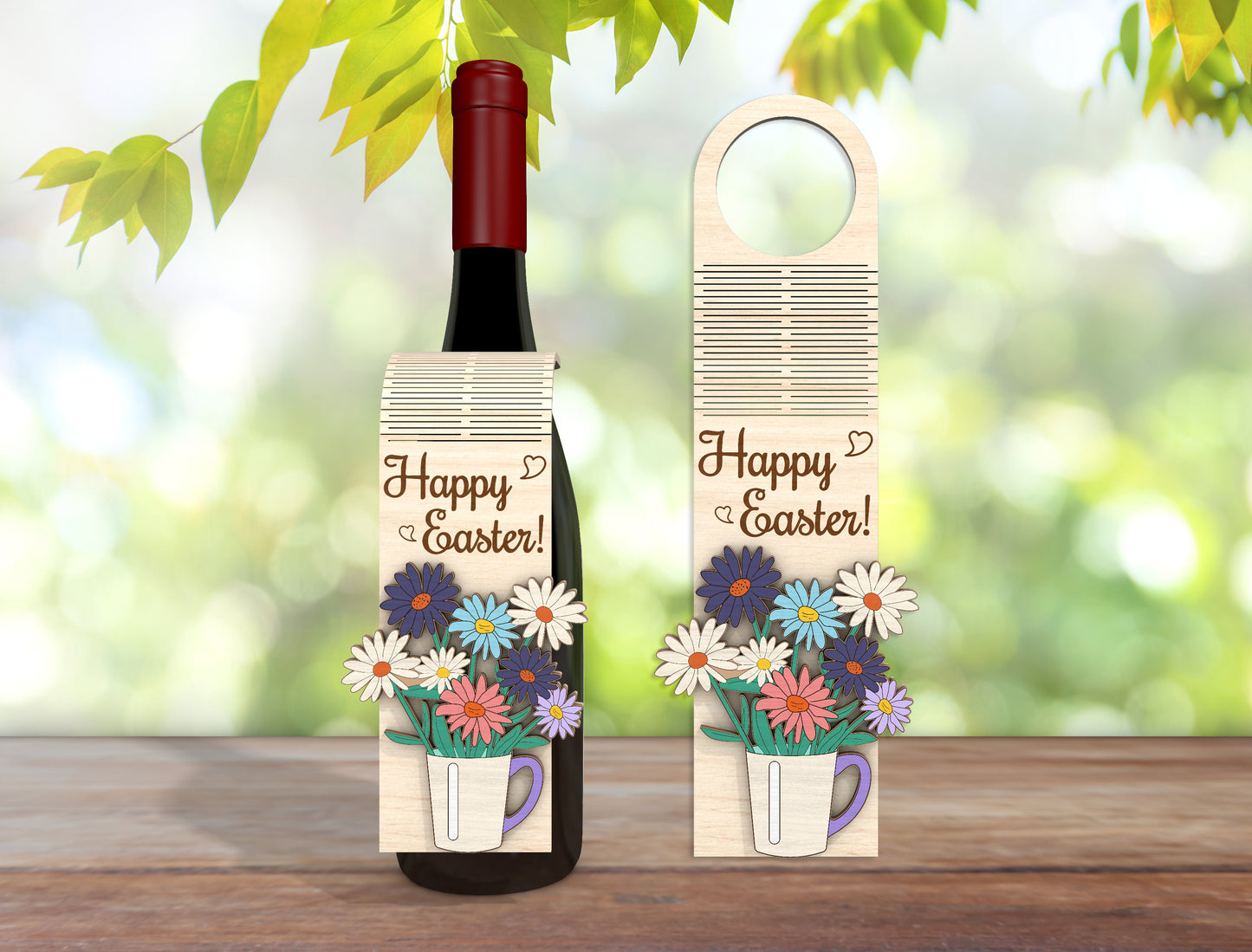 Floral Easter Bottle Tag SVG Spring Wine Gift 3 Designs for Glowforge and xTool