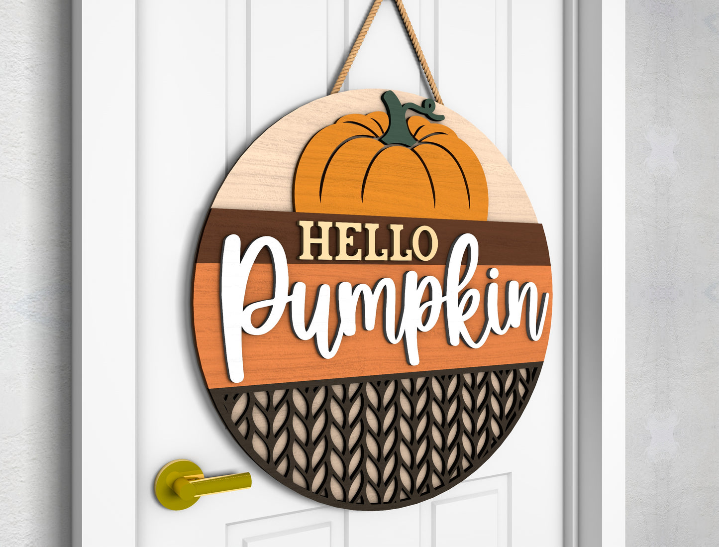 2 Fall Pumpkin Door Sign SVG Hello Fall Laser Cut Bundle for Glowforge