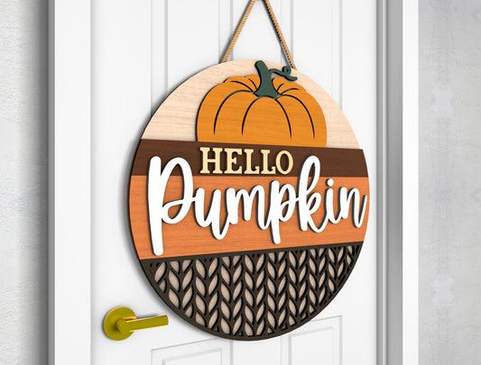 2 Fall Pumpkin Door Sign SVG Hello Fall Laser Cut Bundle for Glowforge