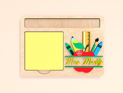 Personalized Teacher Sticky Note Holder SVG Bundle Laser Cut File for Glowforge