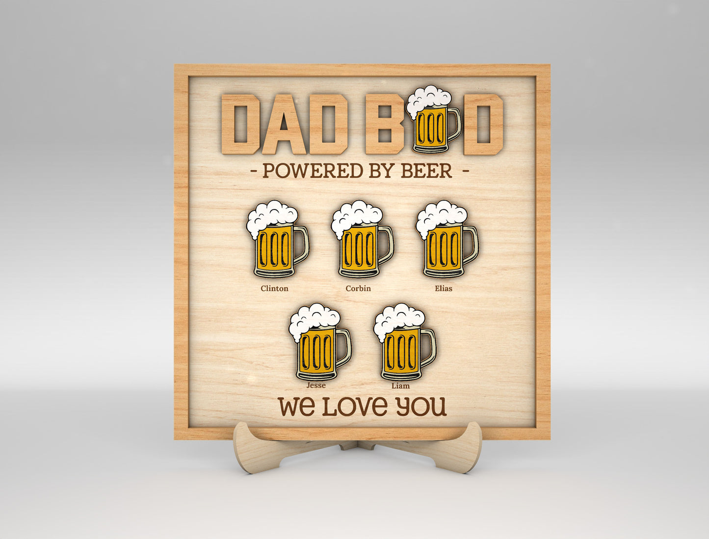Grandpa Powered by Beer Sign SVG Laser Cut File for Glowforge and xTool