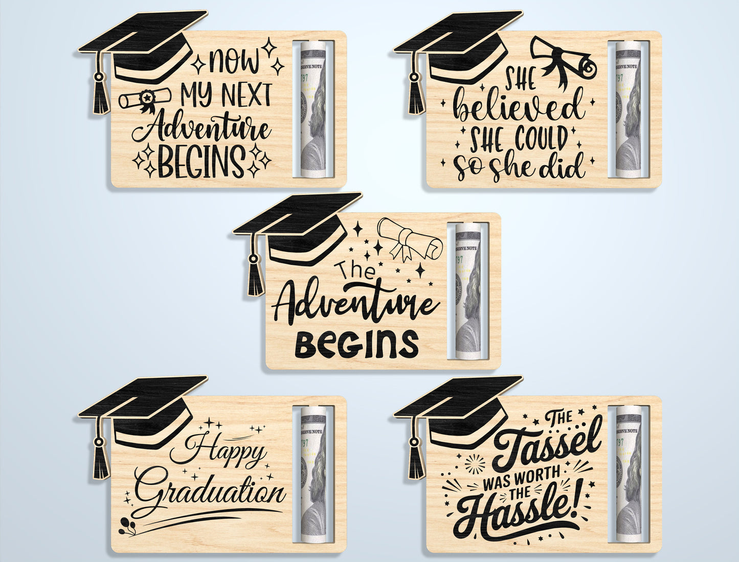 Graduation Money Holder SVG Bundle Laser Cut File for LightBurn Users