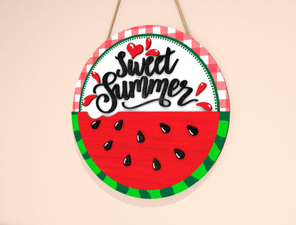 Watermelon Gingham Door Sign SVG for Glowforge and xTool