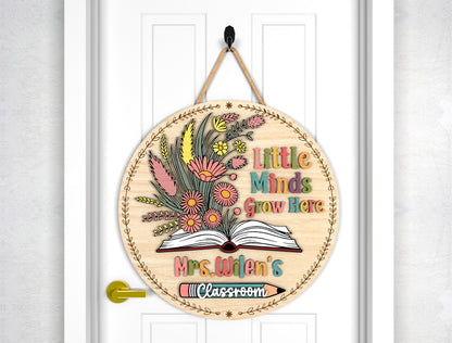 Little Minds Grow Here Door Hanger SVG for Glowforge and xTool Users