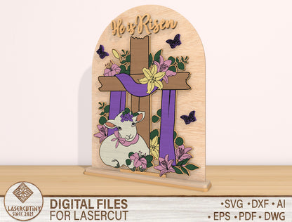 Christian Butterfly Flower Cross Floral Scene SVG for Glowforge and xTool
