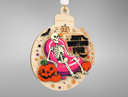 Halloween Skeleton Countdown Ornament SVG for xTool Glowforge LightBurn