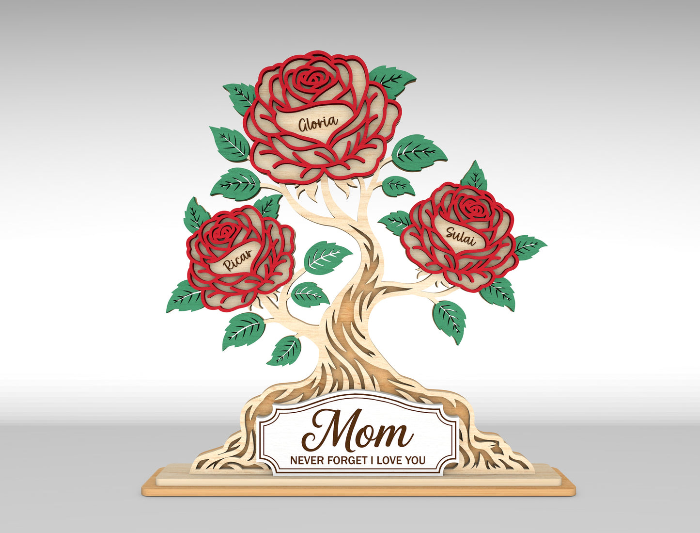 Personalized Rose Tree Custom Name Flower Sign SVG for xTool