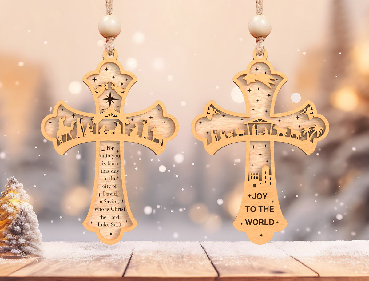 Nativity Cross Ornament SVG Bundle Christian Christmas Desig 3