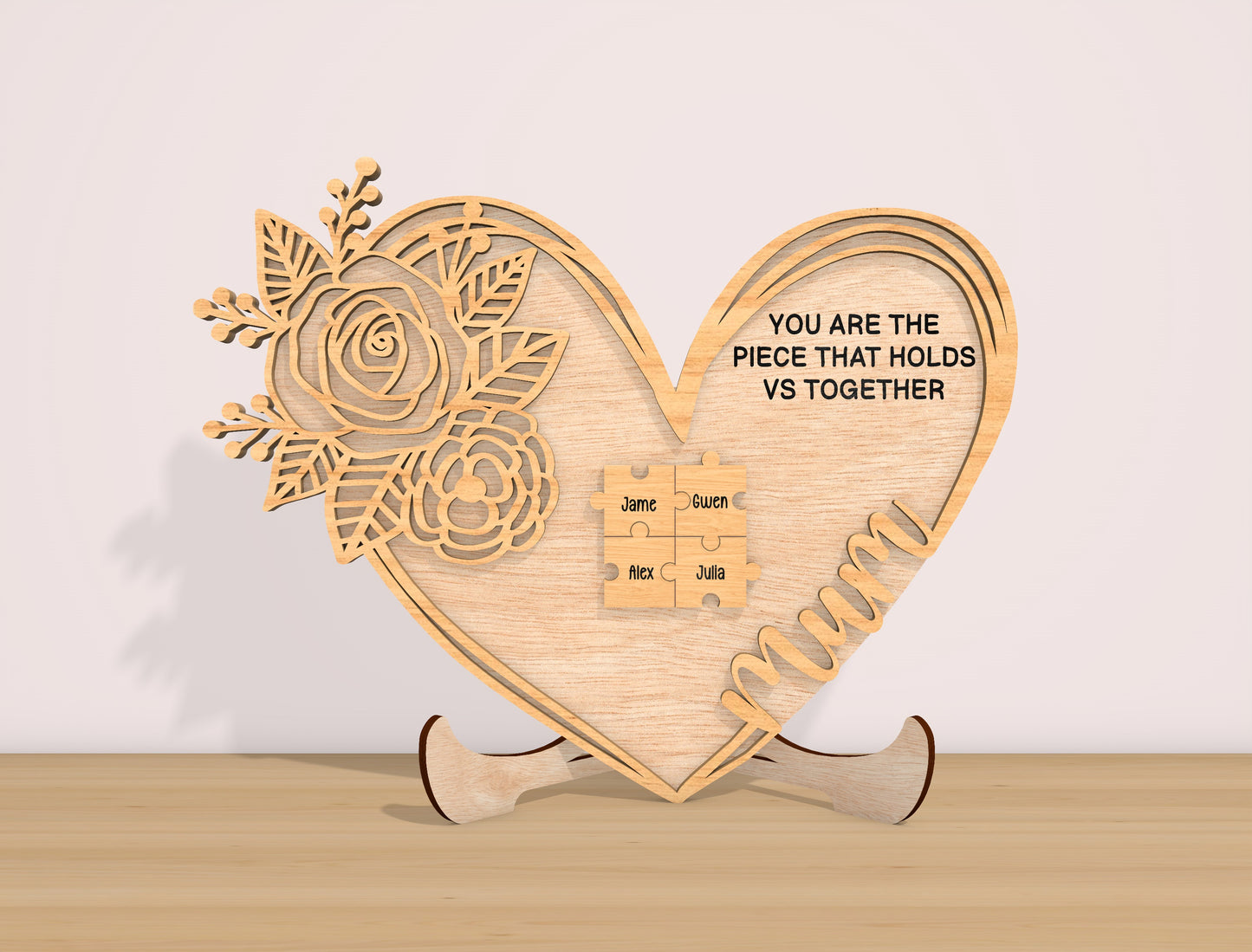 Mom Rose Heart Sign SVG Bundle 5 Designs for LightBurn and xTool