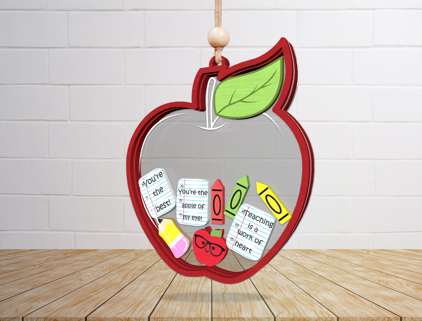 Teacher Shaker Ornament SVG Laser Cut File for Glowforge and xTool