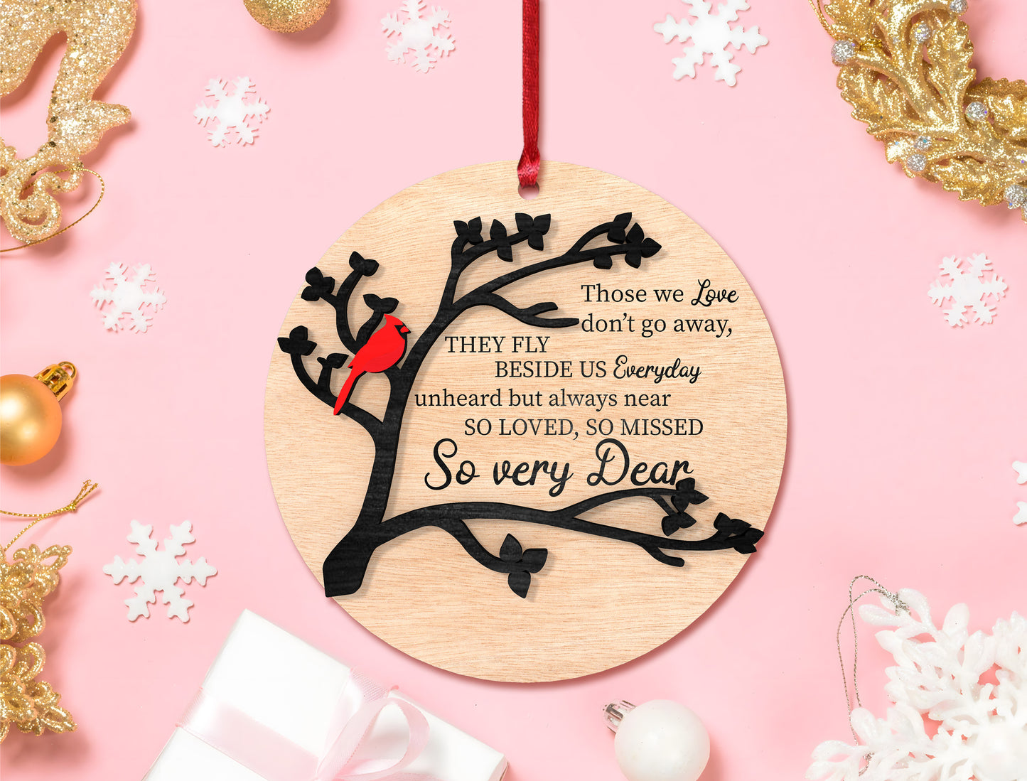 Cardinal Tree Branch Ornament SVG Laser Cut File for Glowforge and xTool