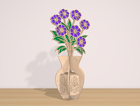 Purple Flower Lantern SVG Spring Candle Holder Laser Cut File for Glowforge and xTool