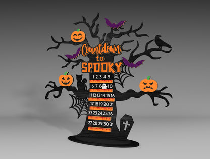 Halloween Countdown Tree SVG Calendar for Glowforge LightBurn