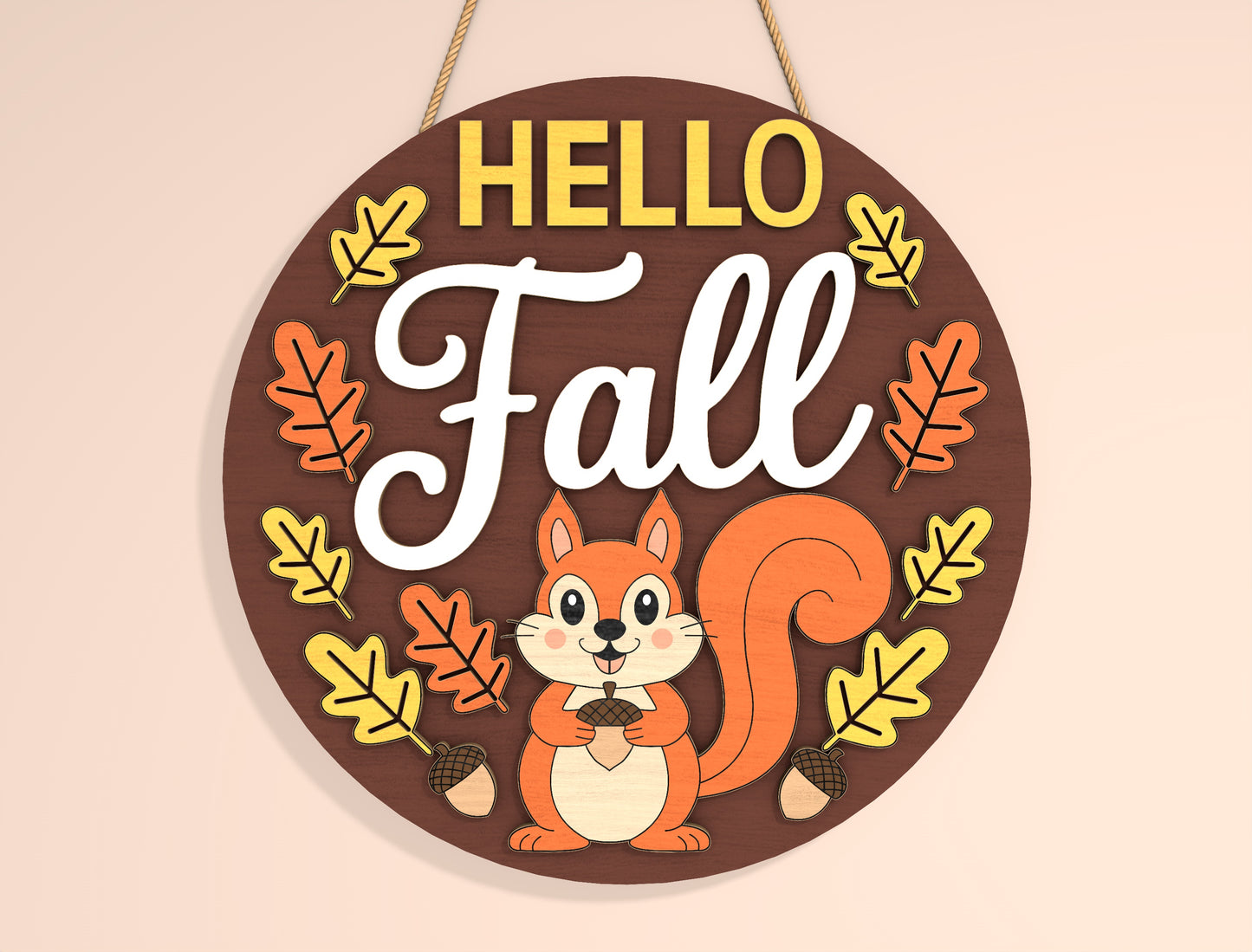 Squirrel Hello Fall SVG Set for Glowforge xTool LightBurn | 2 Designs