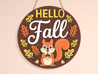 Squirrel Hello Fall SVG Set for Glowforge xTool LightBurn | 2 Designs