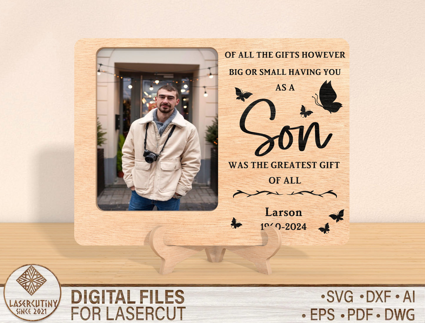 Family Memorial Photo Frame SVG Laser Cut File for Glowforge
