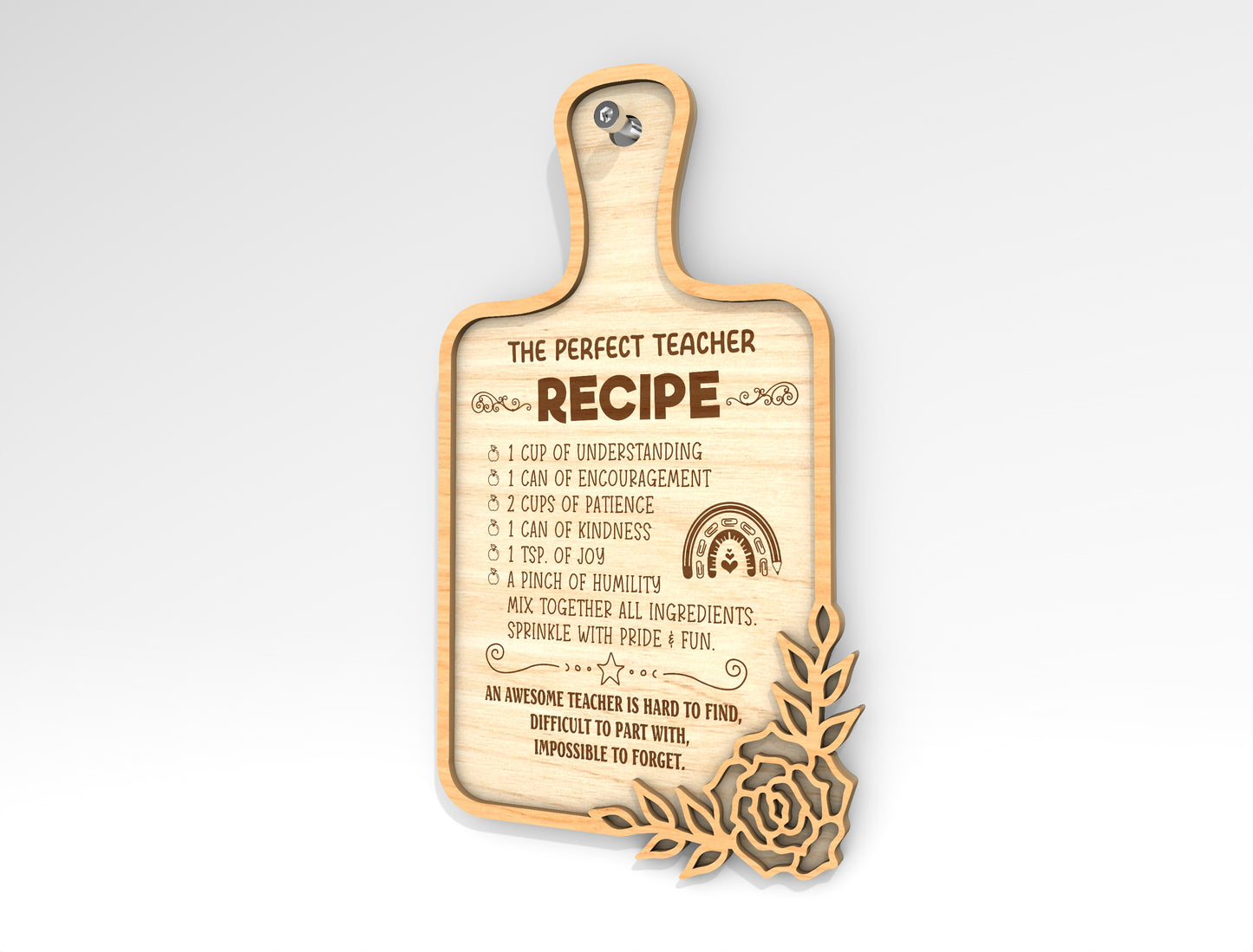 Teacher Recipe Sign SVG Laser Cut File for Glowforge and LightBurn