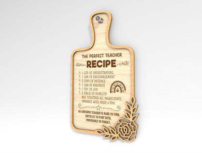 Teacher Recipe Sign SVG Laser Cut File for Glowforge and LightBurn