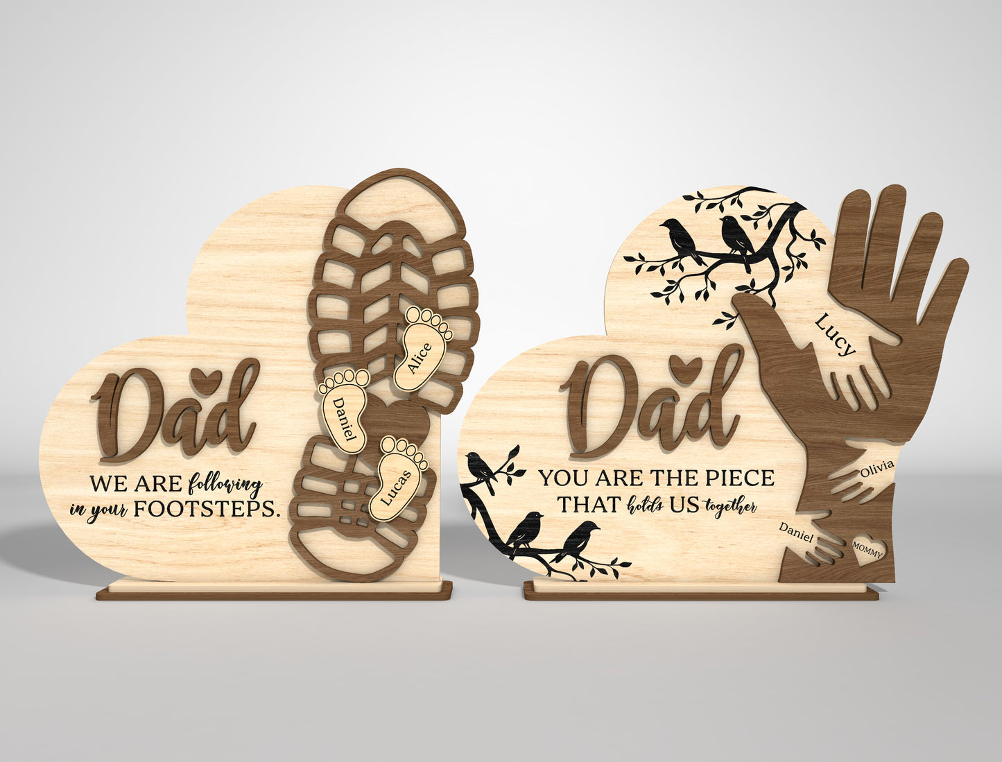 Dad Footprint Handprint Sign SVG Laser Cut File for xTool and LightBurn