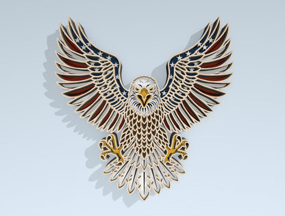 Patriotic Eagle and Cross Multilayer SVG Laser Cut File for Glowforge