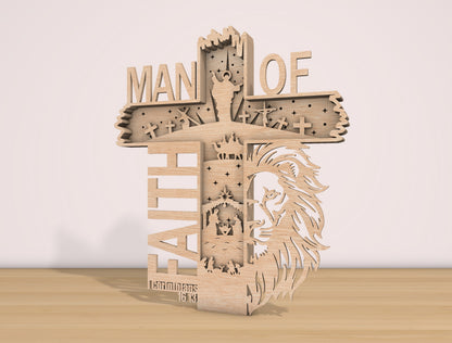 Man of God Son of Man Multilayer Cross SVG Bundle for Glowforge and xTool