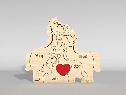 Horse Family Wooden Puzzle Sign SVG for xTool and Glowforge