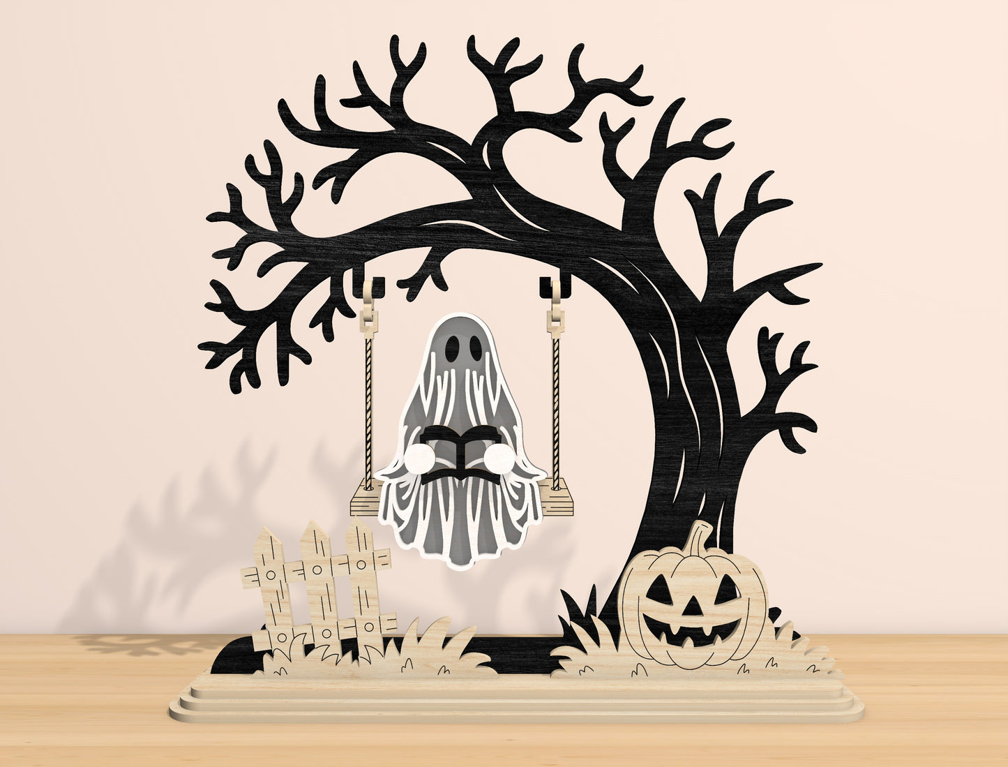 Halloween Tree Scene Lantern SVG Bundle Laser Cut File | 4 Spooky Tabletop Designs | Shadow Light Decor | Glowforge, xTool, LightBurn, etc.