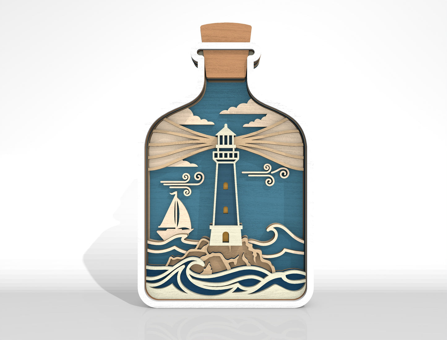 Ocean Bottle Multilayer Tabletop Sign SVG Bundle Laser Cut File for Glowforge and LightBurn